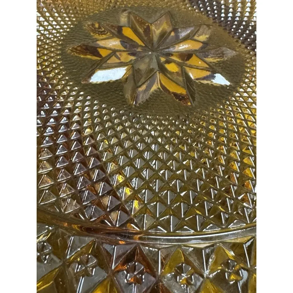 Amber Tiara Pattern Divided Indiana Sandwich Glass Fall Serving Platter 12